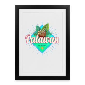 Palawan Island in the Philippines with Coconut - Framed poster (27 × 37 cm) - black - Front