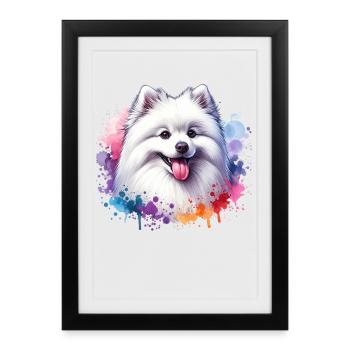 Motif spitz poméranien - Affiche encadrée (27 × 37 cm) - noir - Devant