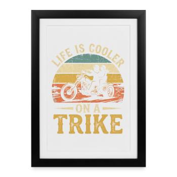 La vie est plus fraîche sur une moto trike vintage - Affiche encadrée (27 × 37 cm) - noir - Devant