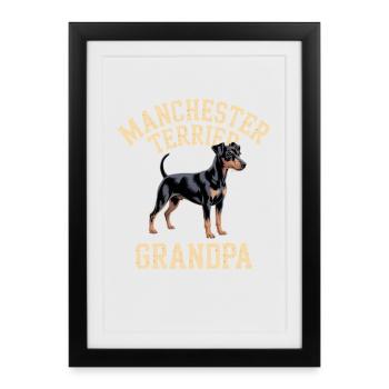Cadeau de grand-père Manchester Terrier - Affiche encadrée (27 × 37 cm) - noir - Devant
