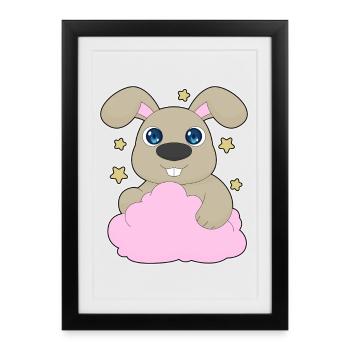 Nuages de lapin - Affiche encadrée (27 × 37 cm) - noir - Devant