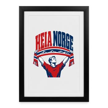 Heia Norge Norway Soccer Fan Viking Scarf Chant - Gerahmtes Poster (27 × 37 cm) - Schwarz - Vorne