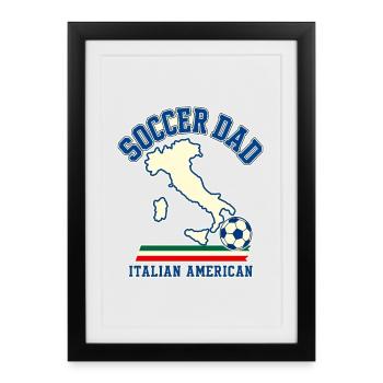 Football italo-américain Papa Italien Fan Fierté - Affiche encadrée (27 × 37 cm) - noir - Devant
