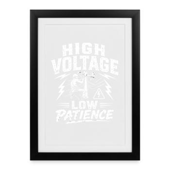 Motif de travail sur les lignes électriques du père du lineman - Affiche encadrée (27 × 37 cm) - noir - Devant