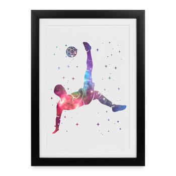 Football, Joueurs de Football Espace, Enfants Joueurs de Football - Affiche encadrée (27 × 37 cm) - noir - Devant