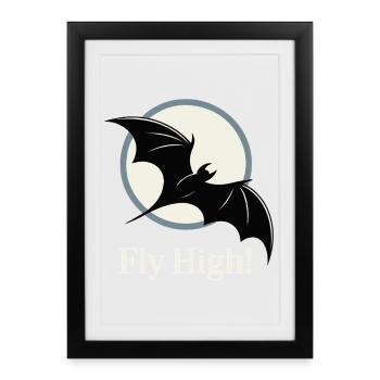 Moonlit Bat Flight Tee - Framed poster (27 × 37 cm) - black - Front