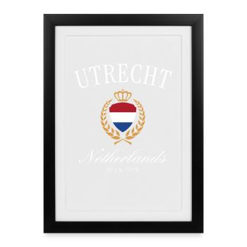 Utrecht Coat of Arms Crown – Netherlands Travel Souvenir - Framed poster (27 × 37 cm) - black - Front