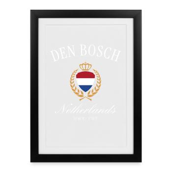 Couronne des armoiries de Den Bosh – Souvenir des Pays-Bas - Affiche encadrée (27 × 37 cm) - noir - Devant