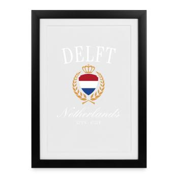 Couronne des armoiries de Delft – Souvenir de voyage aux Pays-Bas - Affiche encadrée (27 × 37 cm) - noir - Devant