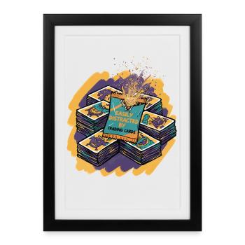 Easily Distracted By Trading Cards Booster Pack - Framed poster (27 × 37 cm) - black - Front