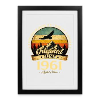 65th Birthday Gift Vintage June Vintage 1961 - Framed poster (27 × 37 cm) - black - Front