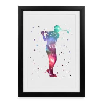 Golfeur Golfeur Espace Hommes Enfants Golfeurs - Affiche encadrée (27 × 37 cm) - noir - Devant
