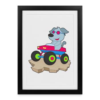 Voiture pour chien - Affiche encadrée (27 × 37 cm) - noir - Devant