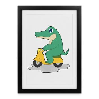 Crocodile Scooter - Affiche encadrée (27 × 37 cm) - noir - Devant