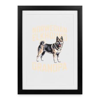 Grand-père Norvégien Elkhound Norvégien - Affiche encadrée (27 × 37 cm) - noir - Devant