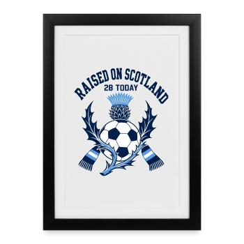 Raised on Scotland 28 Today Soccer Fan Birthday - Gerahmtes Poster (27 × 37 cm) - Schwarz - Vorne