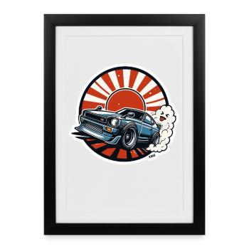 Sunrise Drift: Classic Car Rally - Framed poster (27 × 37 cm) - black - Front