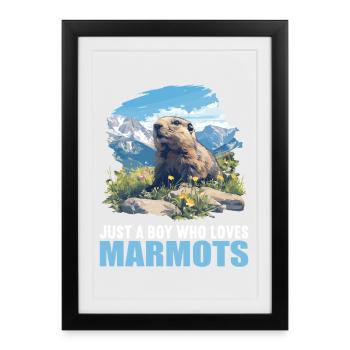 Marmottes Marmotte - Affiche encadrée (27 × 37 cm) - noir - Devant