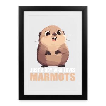 Marmottes Marmotte - Affiche encadrée (27 × 37 cm) - noir - Devant