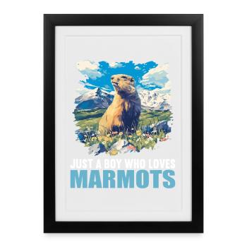 Marmottes Marmotte - Affiche encadrée (27 × 37 cm) - noir - Devant
