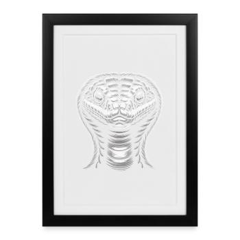 White Snake Head - Framed poster (27 × 37 cm) - black - Front