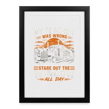 Un routier posé sur le mauvais siège de fenêtre reçoit de l’humour - Affiche encadrée (27 × 37 cm) - noir - Devant