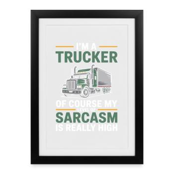 Routier Sarcasme Cadeau de Chauffeur de Camion - Affiche encadrée (27 × 37 cm) - noir - Devant