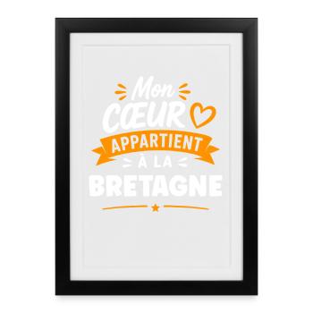 Mon Cœur Bretagne Appartient - Affiche encadrée (27 × 37 cm) - noir - Devant