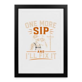 Coffee And Power Line Lineman Humor - Framed poster (27 × 37 cm) - black - Front