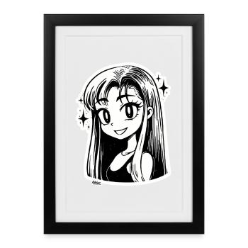 Manga Girl Portrait - Framed poster (27 × 37 cm) - black - Front