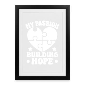 Citation d’assistant social : Ma passion : construire le social - Affiche encadrée (27 × 37 cm) - noir - Devant