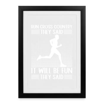 Run Country Runner and XC Coach - Unique Cross - Framed poster (27 × 37 cm) - black - Front