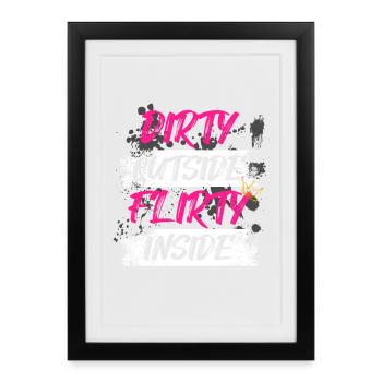 Dirty outside Schlammlauf Mud Run Muddy Race - Gerahmtes Poster (27 × 37 cm) - Schwarz - Vorne