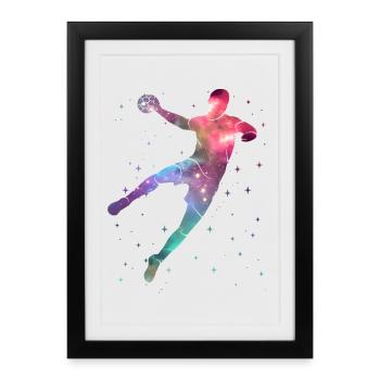 Joueur de handball Joueur de handball Space Boy Handball - Affiche encadrée (27 × 37 cm) - noir - Devant