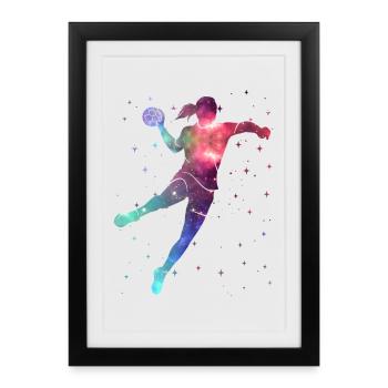 Joueur de handball Joueur de handball spatial - Affiche encadrée (27 × 37 cm) - noir - Devant