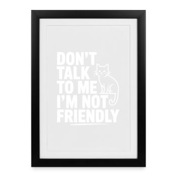 Ne me parle pas, je ne suis pas amicale - Affiche encadrée (27 × 37 cm) - noir - Devant