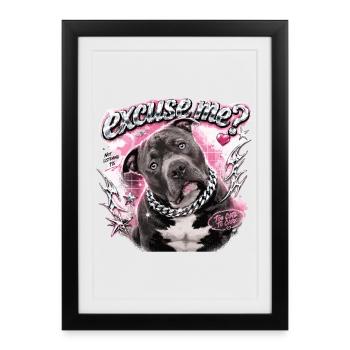 American Bully Funny Dog Streetwear Design - Affiche encadrée (27 × 37 cm) - noir - Devant