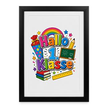 Schulkind 2026 Einschulung 2026 Schulanfang - Gerahmtes Poster (27 × 37 cm) - Schwarz - Vorne