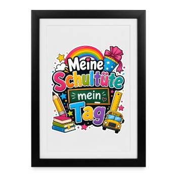 Schulkind 2026 Einschulung 2026 Schulanfang - Gerahmtes Poster (27 × 37 cm) - Schwarz - Vorne