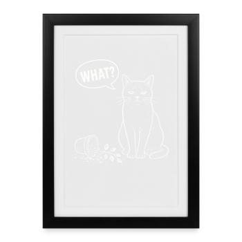 Chat Quel Pot de Fleurs Chemise Humoristique - Affiche encadrée (27 × 37 cm) - noir - Devant