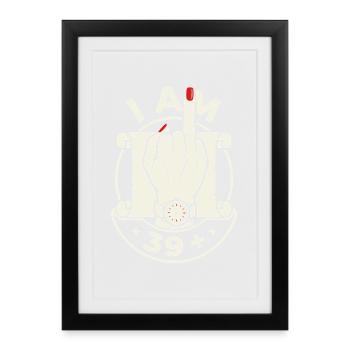 Anniversaire 40 Ans 39 Plus Doigt D'honneur - Affiche encadrée (27 × 37 cm) - noir - Devant