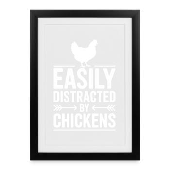 Hühner Sprüche Huhn Lustiges Hühner Geschenk - Gerahmtes Poster (27 × 37 cm) - Schwarz - Vorne