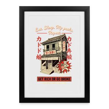 Eat Sleep Rip Packs Repeat Get Rich Or Go Broke - Framed poster (27 × 37 cm) - black - Front