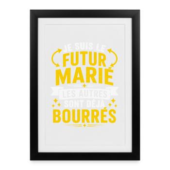 Futur Marié Cadeau humour EVG personnalisé - Affiche encadrée (27 × 37 cm) - noir - Devant