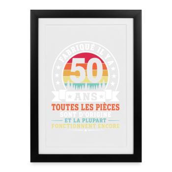 50 Ans Cadeau Anniversaire personnalisé - Affiche encadrée (27 × 37 cm) - noir - Devant