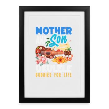 Mother And Son Ukulele Buddies For Life Musicians - Framed poster (27 × 37 cm) - black - Front