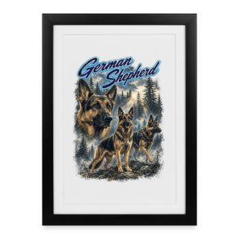 Berger allemand rétro - Affiche encadrée (27 × 37 cm) - noir - Devant