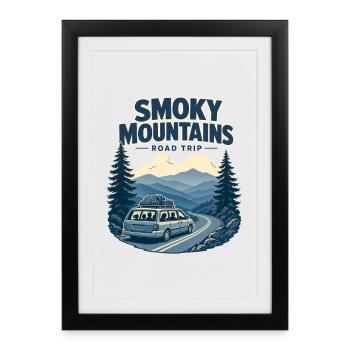 Smoky Mountains Road Trip Family Vacation Adventur - Gerahmtes Poster (27 × 37 cm) - Schwarz - Vorne