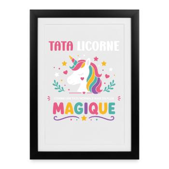 Tata Licorne Magique - Affiche encadrée (27 × 37 cm) - noir - Devant