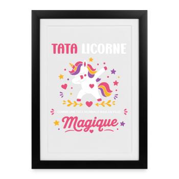 Tata Licorne Magique - Affiche encadrée (27 × 37 cm) - noir - Devant